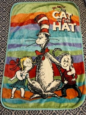 Vintage Dr. Seuss Cat in the Hat Rainbow Blanket